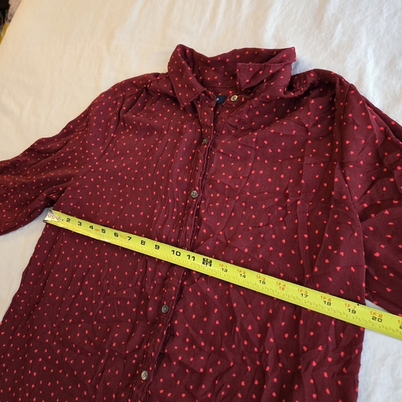 Lands' End Women's Burgundy Button Down Red Polka Dot sz 16 - Picture 4 of 9